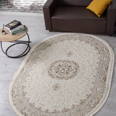 Ковер M107A - CREAM / CREAM - Овал - коллекция ZARINA