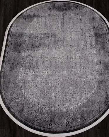 Ковер турецкий SI003G LISSABON (Полиэстер хит-сет, серый) овальный